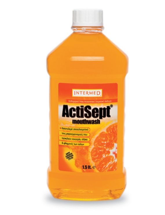 Intermed Actisept Mouthwash Orange Καθημερινό Φθοριούχο Στοματικό Διάλυμα με Γεύση Πορτοκάλι, 500 ml