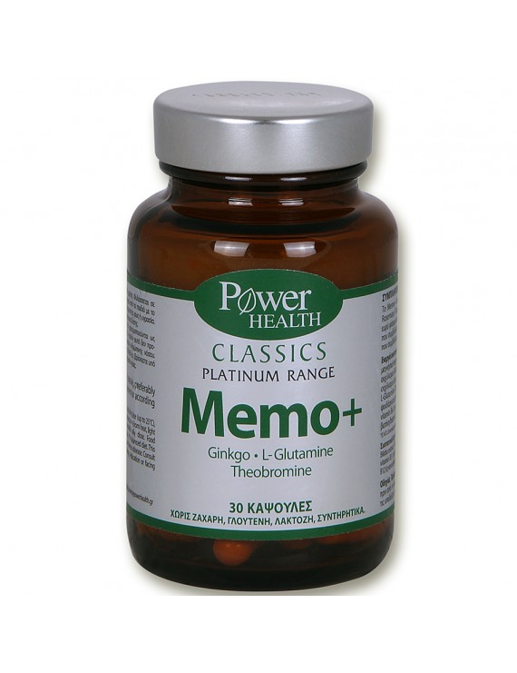 Power Health Classics Platinum MEMO+, Ginkgo, L-Glutamine &Theobromine,για την βελτίωση της μνήμης, της συγκέντρωσης. Κατάλληλο για ηλικές άνω των 50 ετών 30 caps
