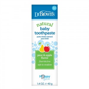 Dr Brown's Natural Baby Toothpaste Pear & Apple Flavor 0-3y 40gr (Φυσική οδοντόκρεμα με γεύση αχλαδιού και μήλου, για μωρά ηλικίας 0-3 χρονών)