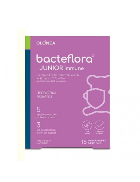 Bacteflora Junior Immune Συμπλήρωμα Διατροφής για Ενίσχυση του Ανοσοποιητικού, 15 micro caps