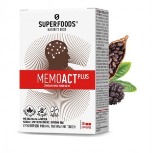 Superfoods Memoact Plus Συμπλήρωμα Διατροφής για Μνήμη, Συγκέντρωση & Πνευματική Κόπωση, 30caps 