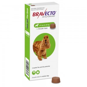 Bravecto Dog Tab 500mg fluralaner medium (10-20kg)