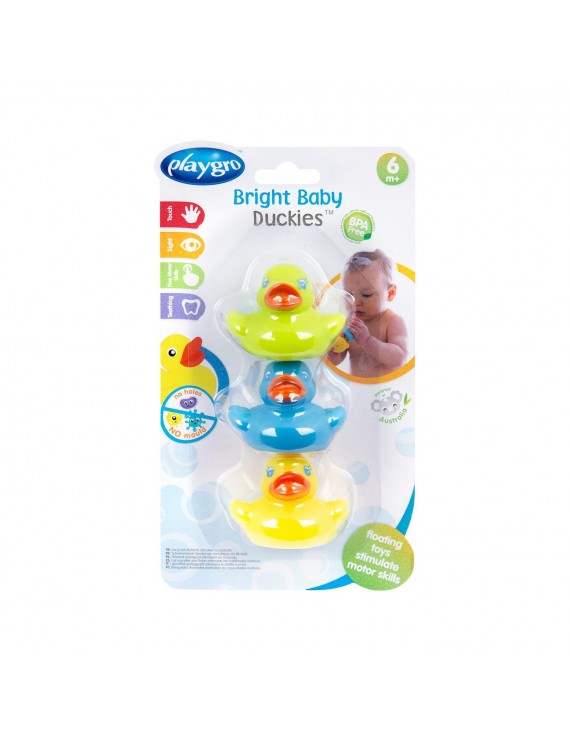 PlayGro Bright Baby Duckies Πολύχρωμα Παπάκια για το Μπάνιο, 3τεμ
