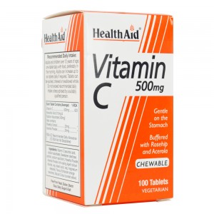 Health Aid Vitamin C 500mg Συμπλήρωμα Διατροφής για Τόνωση, Ενίσχυση Ανοσοποιητικού Συστήματος, 100chew.tabs