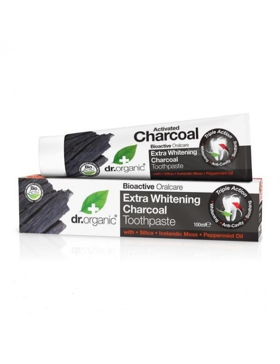 Dr. Organic Charcoal Whitening Οδοντόκρεμα με Ενεργό Άνθρακα και Φθόριο 100ml.