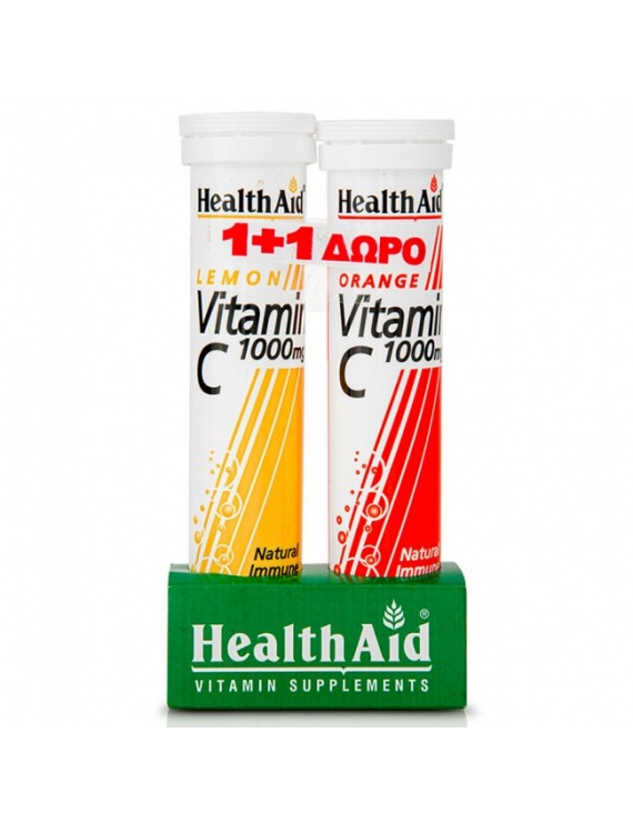 HEALTH AID - PROMO PACK 1+1 ΔΩΡΟ Βιταμίνη C 1000mg (Λεμόνι) - 20eff.tabs & Vitamin C 1000mg (Πορτοκάλι) - 20eff.tabs