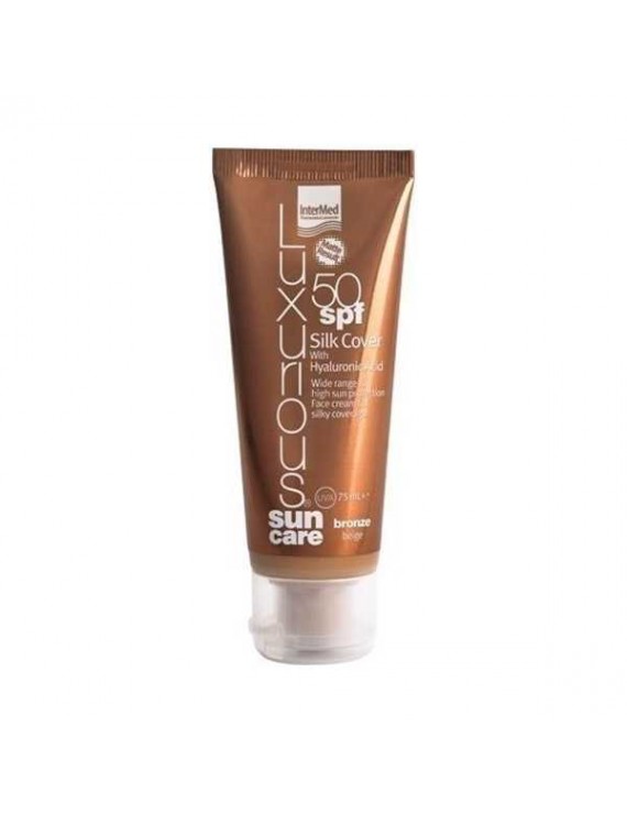 Intermed Luxurious Sun Silk Cover Face Cream Bronze SPF 50 Αντιηλιακή Κρέμα Προσώπου για Ανάπλαση με Μπρονζέ Χρώμα 75 ml