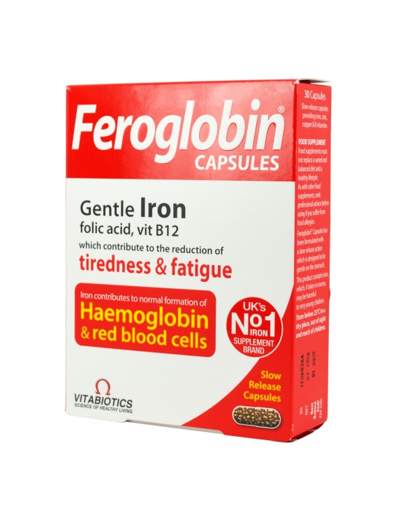 Vitabiotics Feroglobin Slow Release Συμπλήρωμα Σιδήρου Βραδείας Αποδέσμευσης, 30 caps