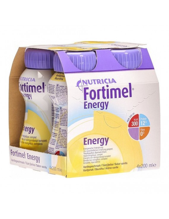 Nutricia Fortimel Energy Βανίλια Θρεπτικό &amp; Υψηλής Ενέργειας Συμπλήρωμα Διατροφής, 4 x 200ml