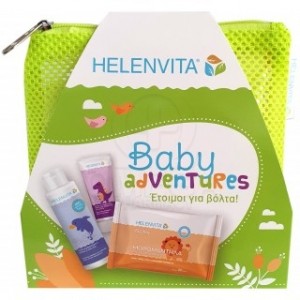 Helenvita Baby Adventures Τσαντάκι με Baby all Over Cleanser, Baby Nappy Rash Cream, Μωρομάντηλα