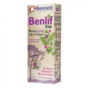 Bennet  Benlif Kids Φυτικο σιροπι για το λαιμο Με βοτανα & βιταμινη C. Γευση κερασι 200ml