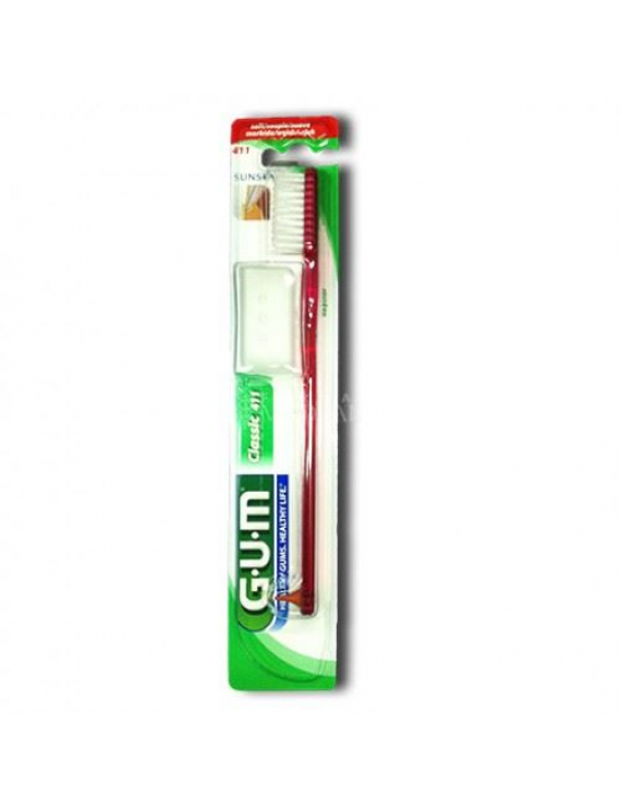 Gum Classic Full Soft 411, Οδοντόβουρτσα με μοναδικό σχεδιασμό Dome Trim .Αφαιρεση Πλακας