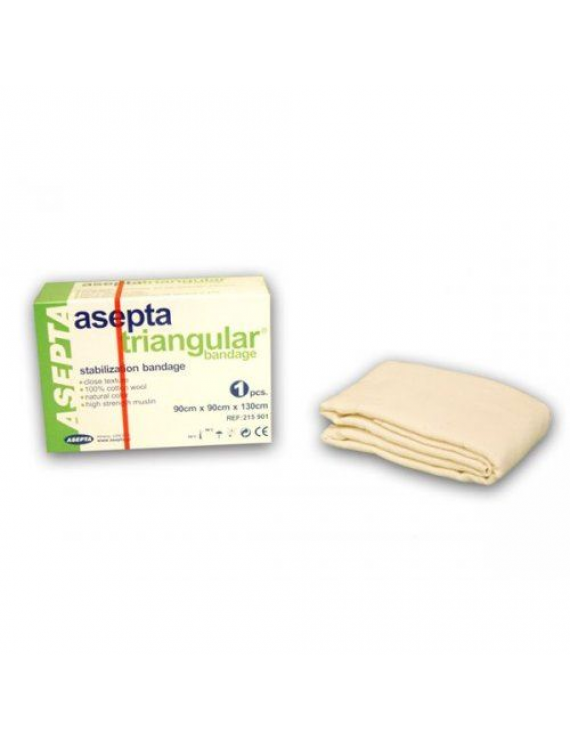 Asepta Triangular Bandage, Τριγωνικός επίδεσμος πυκνής ύφανσης από 100% βαμβάκι 90x90cm 1τμχ