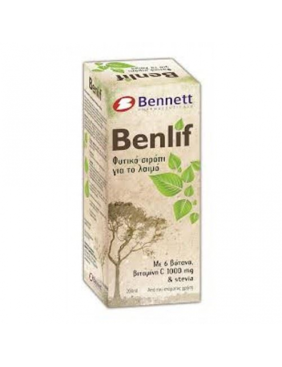 Bennet Benlif φυτικο σιροπι με 6 βοτανα,βιταμινη C 1000 mg & stevia 200ml