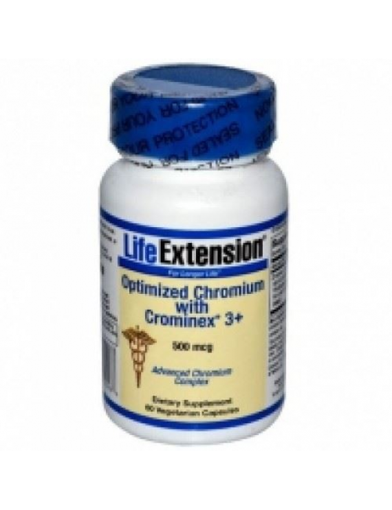 Life Extension Optimized Chromium with Crominex 3+ 500mcg Βελτίωση Μεταβολισμού Γλυκόζης 60caps