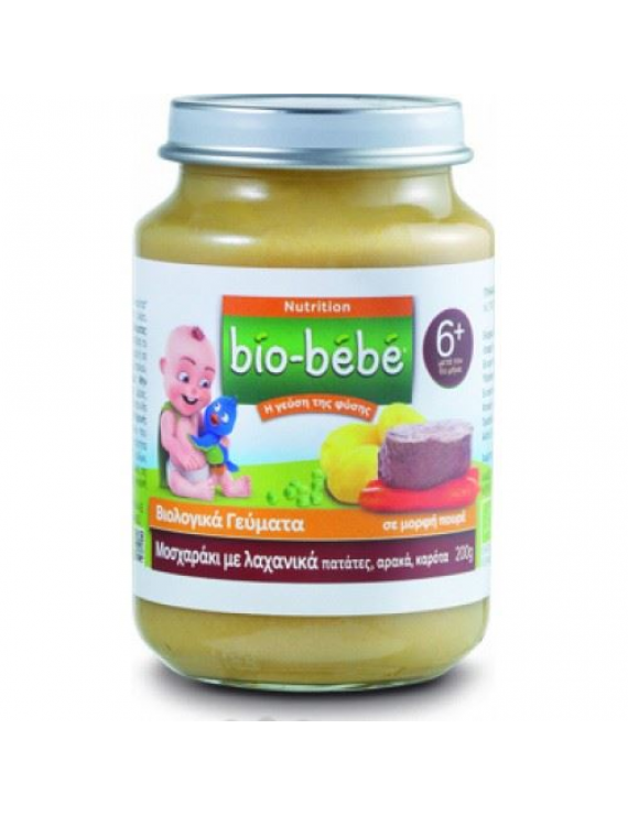 Bio-Bebe Nutrition Βιολογική Βρεφική Τροφή Πουρές Μοσχαράκι-Λαχανικά 200 gr, από τον 6ο Μήνα