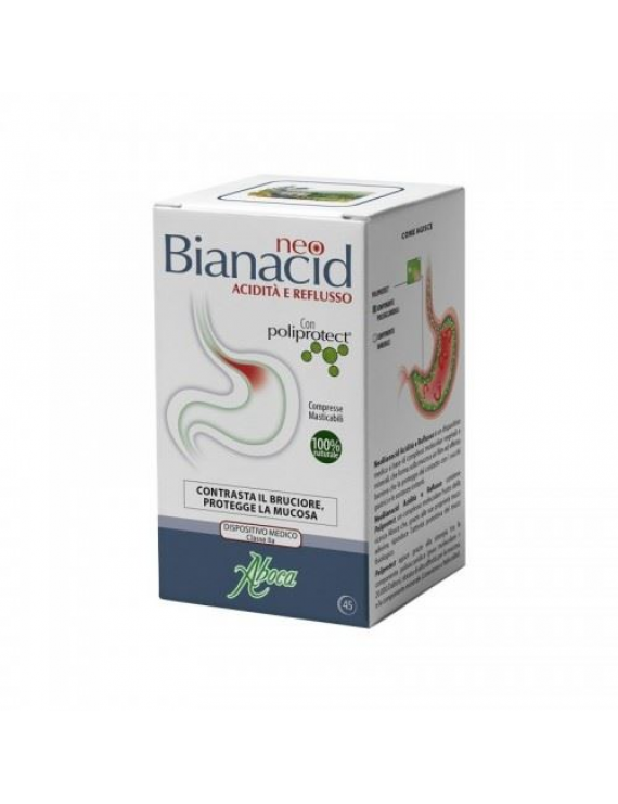 Aboca Neo Bianacid Συμπλήρωμα Διατροφής για την Οξύτητα και Παλινδρόμηση 45 chew tabs