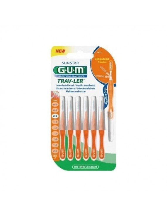 GUM Trav-Ler  Interdental Brush Μεσοδόντιο βουρτσάκι 0,9mm (1412) 6τεμάχια