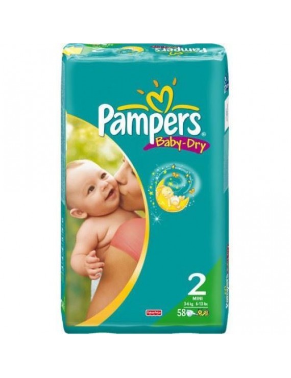 PAMPERS BABY DRY MIΝI No 2 (3-6 KG) ΣΥΣΚΕΥΑΣΙΑ 58ΤΕΜΑΧΙΩΝ