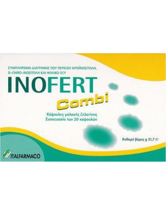 Inofert Inofert Combi Συμπλήρωμα Διατροφής Μυο-Ινοσιτόλης για Υπέρβαρες Γυναίκες με Σύνδρομο Πολυκυστικών Ωοθηκών, 20 κάψουλες