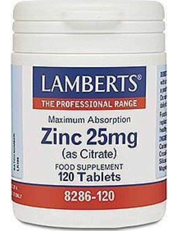 Lamberts Zinc Citrate 25mg Συμπλήρωμα Ψευδάργυρου, 120 tabs