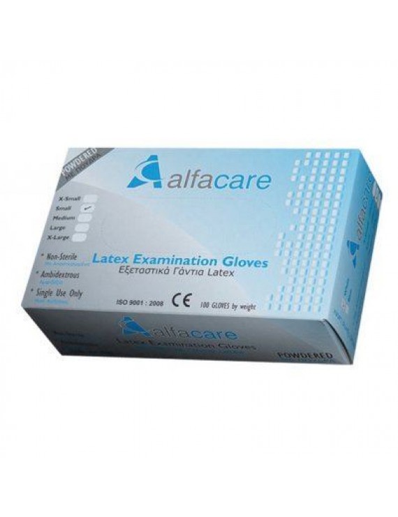 ALFACARE Γάντια Εξεταστικά Latex L Με Πούδρα AC-3360 (1X100)