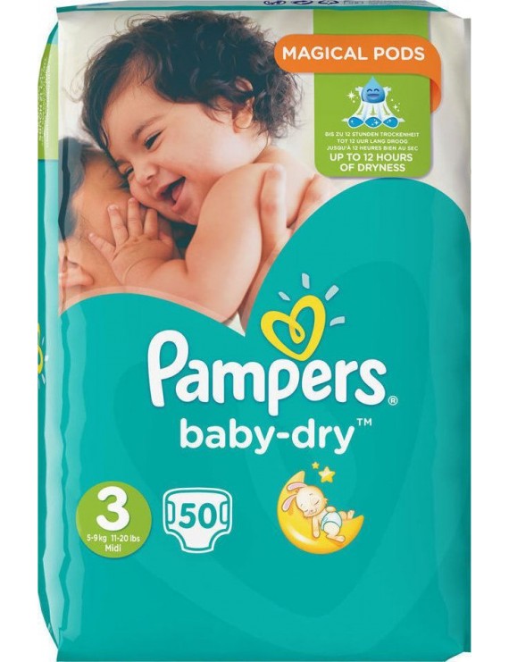 Pampers Baby Dry Magical Pods No 3 (5-9Kg) 50τμχ