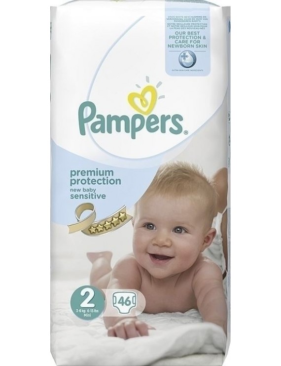 Pampers New Baby Βρεφικές Πάνες Sensitive No 2 (3-6kg) 46Τμχ 