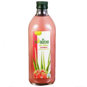 Kaloe Gel Αλόης Φυσικός Χυμός Βιολογικής Αλόης με Γεύση Φράουλα & Γλυκαντικά Από το Φυτό Stevia 1Lt