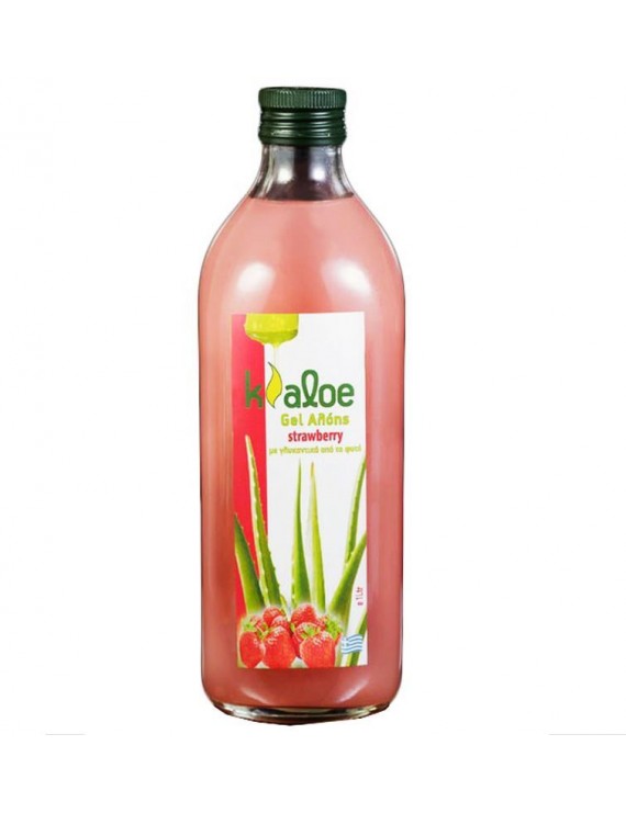 Kaloe Gel Αλόης Φυσικός Χυμός Βιολογικής Αλόης με Γεύση Φράουλα & Γλυκαντικά Από το Φυτό Stevia 1Lt