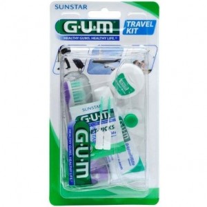 Gum Travel Kit Σετ Ταξιδιού με Οδοντόβουρτσα, Οδοντόκρεμα και Οδοντικό Νήμα (156) - πράσινο