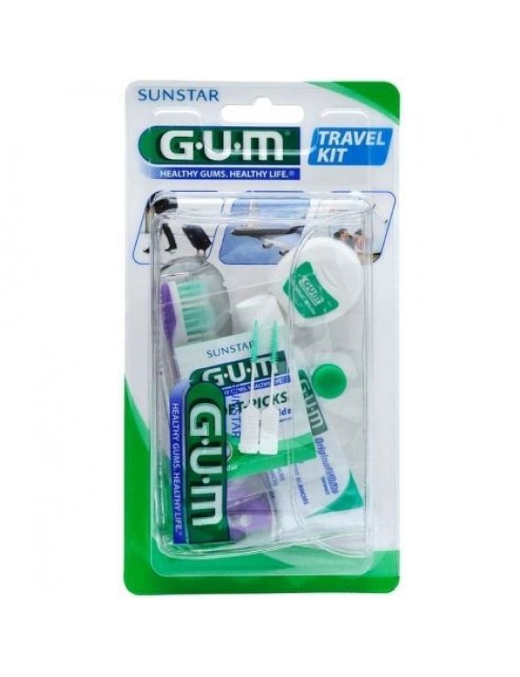 Gum Travel Kit Σετ Ταξιδιού με Οδοντόβουρτσα, Οδοντόκρεμα και Οδοντικό Νήμα (156) - πράσινο