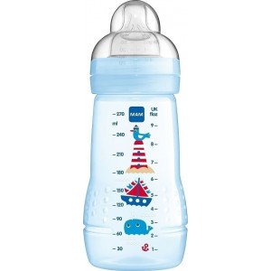 MAM Baby Bottle Πλαστικό Μπιμπερό με Θηλή Σιλικόνης 2+ μηνών - 270ml Γαλαζιο