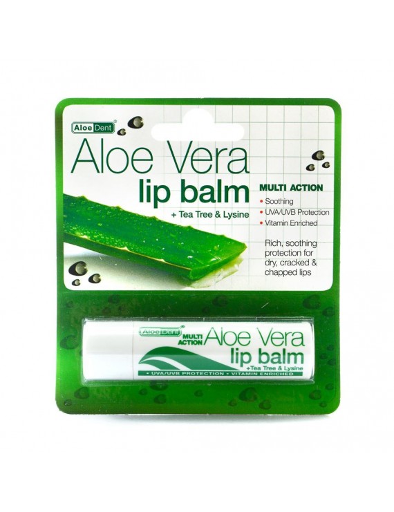 Optima Aloe Dent Aloe Vera Lip Balm Προστασία και ενυδάτωση για ξηρά - σκασμένα χείλη 4gr