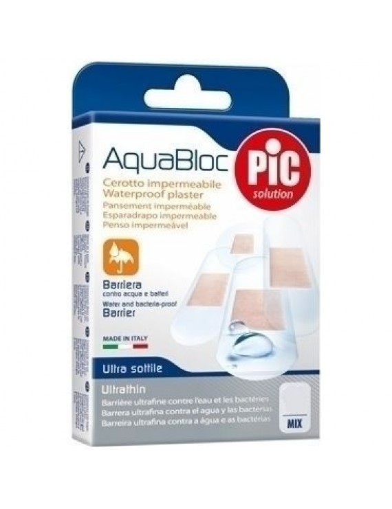 Pic Solution AquaBloc Waterproof UltraThin Strips Εξαιρετικά Λεπτό Τσιρότο, Αδιάβροχο, Mix 20 Τεμαχίων διαφόρων μεγεθών