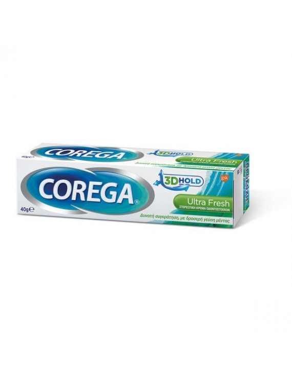 Corega 3D Hold Ultra Fresh Στερεωτική Κρέμα Οδοντοστοιχιών 40g (δυνατή συγκράτηση,)40GR