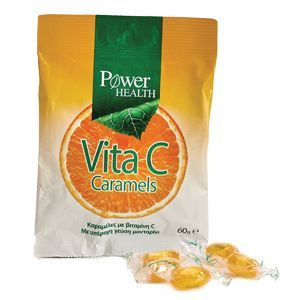 Power Health Vita C Caramels, Καραμέλες με βιταμίνη C, με γεύση μανταρίνι. 60gr