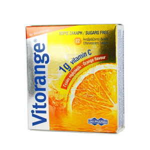 UNIPHARMA Vitorange Vitamin C 1g Sugar Free 12 Αναβρ. Δισκία