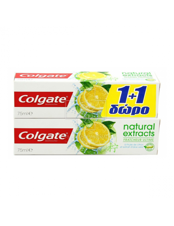 COLGATE 1+1 ΔΩΡΟ Natural Extracts Ultimate Fresh with Asian Lemon Oil & Aloe Extracts (2x75ml)