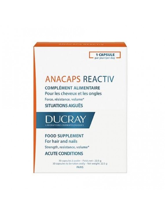 Ducray Anacaps Re-Activ Food Supplement, 30 caps ,Συμπλήρωμα Διατροφής κατά της Τριχόπτωσης