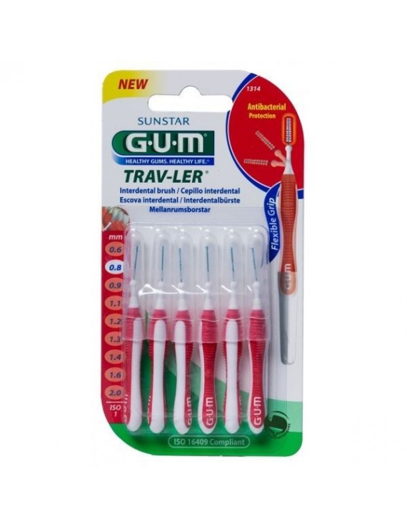Gum Trav-ler Interdental Brush 1314 Μεσοδόντιο Βουρτσάκι 0,8mm Κόκκινο