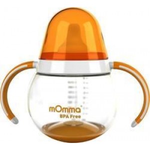mOmma Κύπελλο Εκμάθησης με Λαβές Πορτοκαλί 250ml, 6m+ 