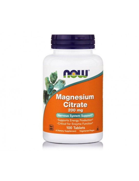 Now Foods Magnesium Citrate 200 mg (Vegetarian), 100 tabs 