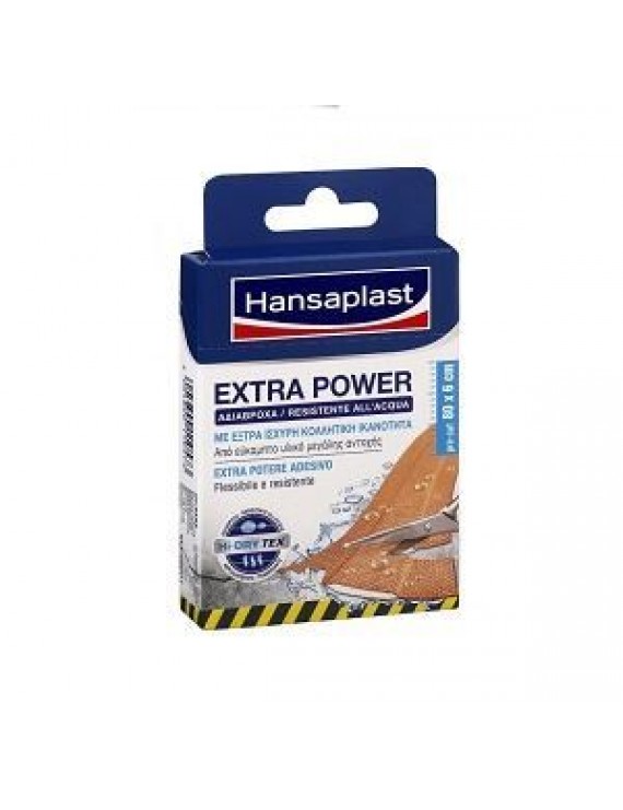 Hansaplast Extra Power, Αδιάβροχα, με έξτρα κολλητική ικανότητα,8 επιθέματα των 10cm x 6cm