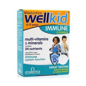 VITABIOTICS Wellkid Immune 4-12 Χρονών, 30 Μασώμενες Ταμπλέτες Πορτοκάλι-Λεμόνι