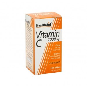 Health Aid Vitamin C 1000mg Chewable Συμπλήρωμα Διατροφής 100 Tabs. Μασώμενες βιταμίνες C με γεύση πορτοκάλι