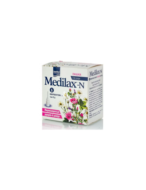INTERMED Medilax-N Βρεφικά Μικροκλύσματα με Χαμομήλι & Μολόχα 0-2 ετών (6 μικροκλύσματα των 3g)