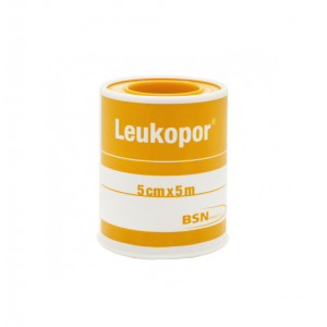 Leukopor, 5cm x 5m . Ιδανικό για πολύ ευαίσθητες επιδερμίδες με υψηλή ελαστικότητα και αντοχή