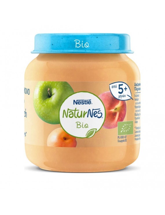 Nestle Naturnes Bio Βιολογικό Βρεφικό Γεύμα Μήλο Ροδάκινο Βερίκοκο 5 μηνών+ 125gr