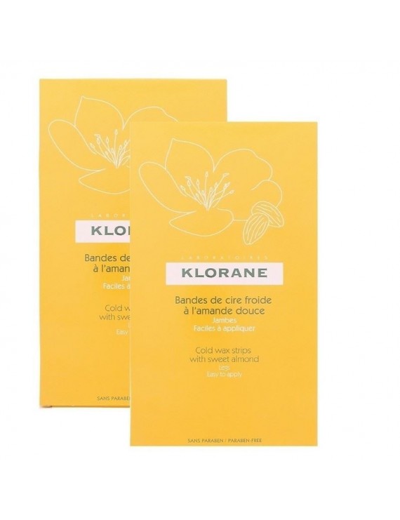 Klorane - Cold Wax Strips Ταινίες αποτρίχωσης γλυκού κεριού με γλυκό αμύγδαλο (το 2ο προϊόν μόνο με 1€) - 2x6τμχ